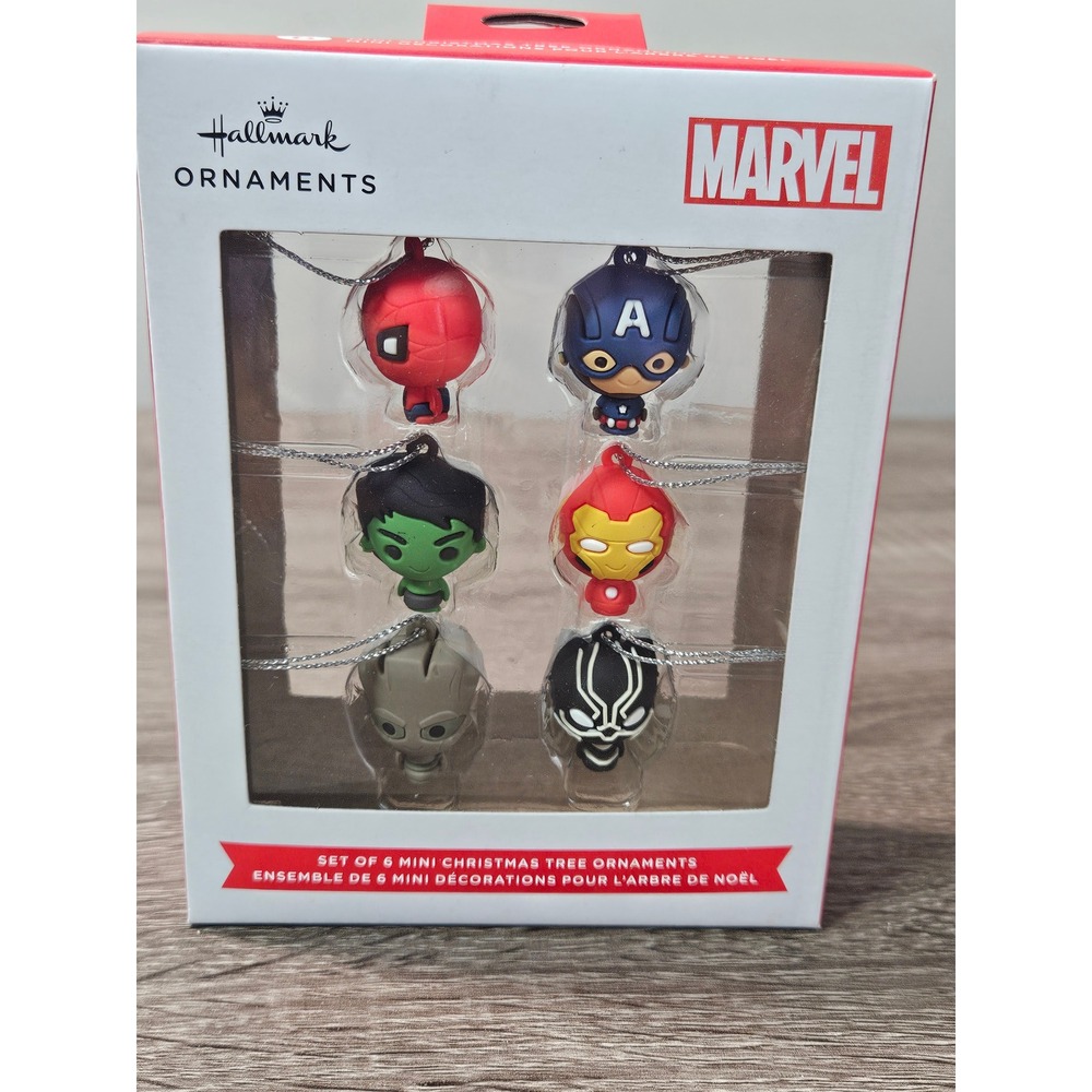 Hallmark Marvel Avengers Mini Christmas Tree Ornaments Set of 6 2HCM9228 NEW